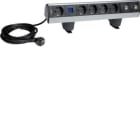 HAGER - Perfil sobremesa móvil con 1+4 schukos+2RJ45