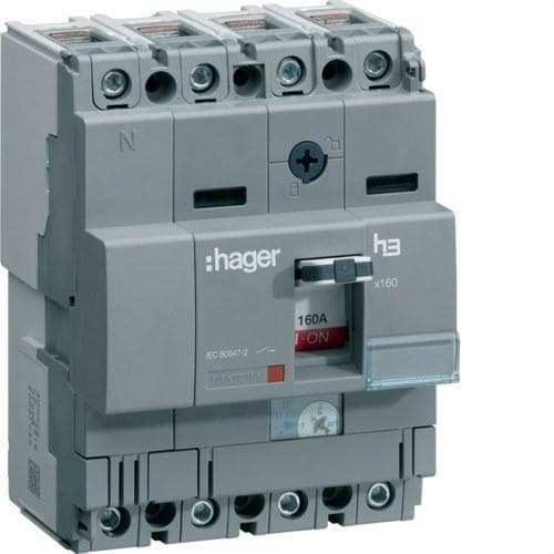 HAGER - Interruptor automático X160 4P4D 40kA 25A TM regulable fijo
