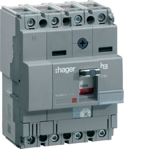 HAGER - Interruptor automático X160 4P4D 40kA 125A TM regulable fijo