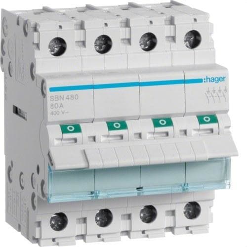 HAGER - Interruptor modular corte SB 4P 80A