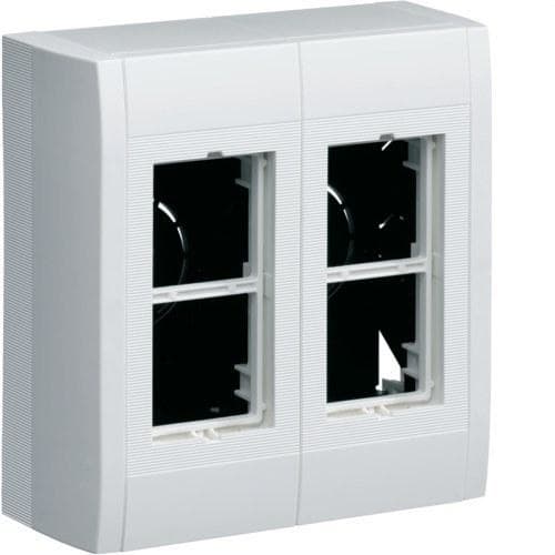 HAGER - Caja modular superficie con 4 mecanismos 45x45 blanco nieve
