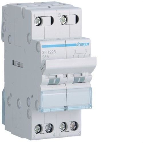 HAGER - Conmutador modular 2P 25A común arriba I-II