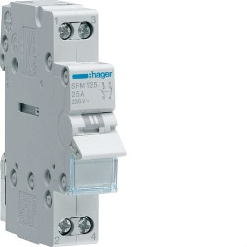 HAGER - Conmutador modular 1P 25A sin común I-II