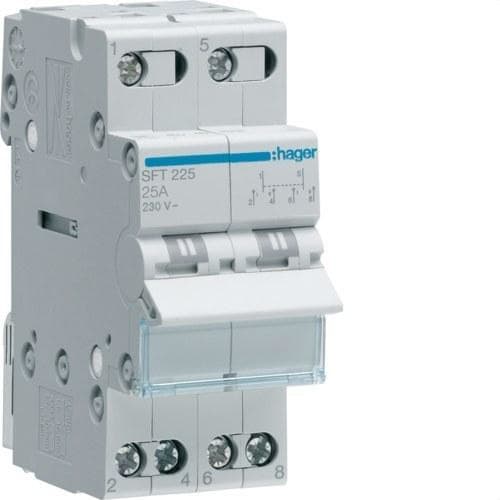 HAGER - Conmutador modular 2P 25A común arriba I-0-II