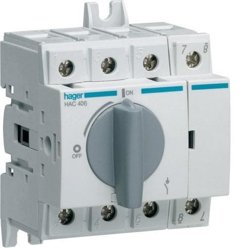 HAGER - Interruptor maniobra mando rotativo 4P 63A 70mm
