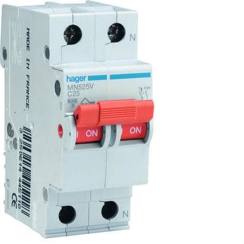 HAGER - Interruptor automático MN 1P+N 25A curva-C
