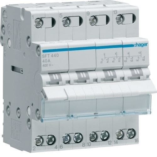 HAGER - Conmutador modular 4P 40A común arriba I-0-II