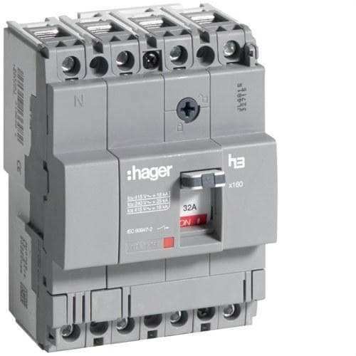 HAGER - Interruptor automático X160 4P4D 18kA 32A TM fijo