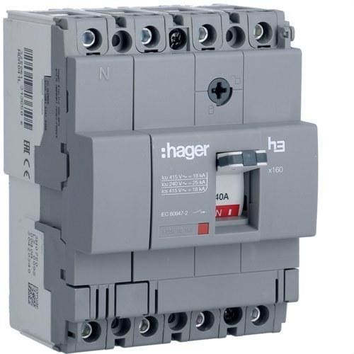 HAGER - Interruptor automático X160 4P4D 18kA 40A TM fijo