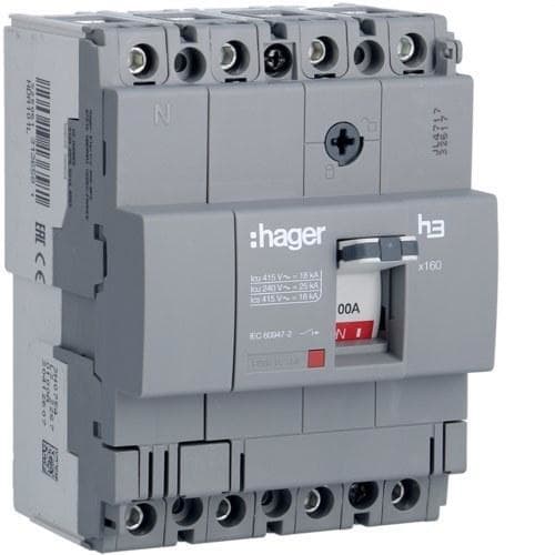 HAGER - Interruptor automático X160 4P4D 18kA 100A TM fijo
