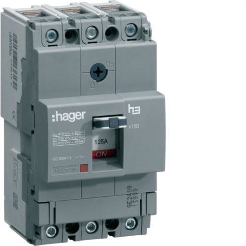 HAGER - Interruptor automático X160 3P3D 18kA 125A TM fijo