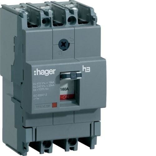 HAGER - Interruptor automático X160 3P3D 18kA 160A TM fijo