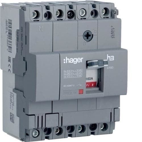 HAGER - Interruptor automático X160 4P4D 18kA 160A TM fijo