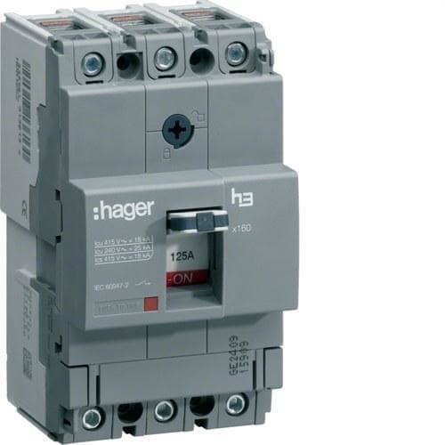 HAGER - Interruptor automático X160 3P3D 25kA 100A TM regulable fijo