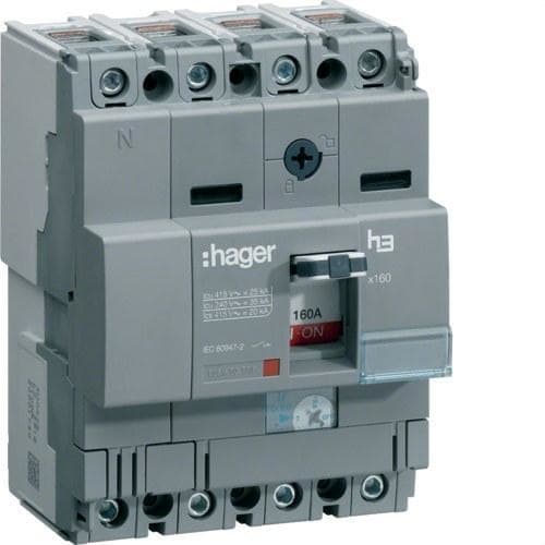 HAGER - Interruptor automático X160 4P4D 25kA 100A TM regulable fijo