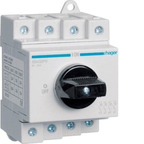 HAGER - Interruptor rotativo escalonado 4P 32A 1000V CC