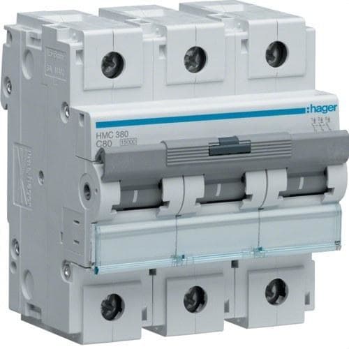 HAGER - Automático magnetotérmico HM curva-C 15kA 3P 80A