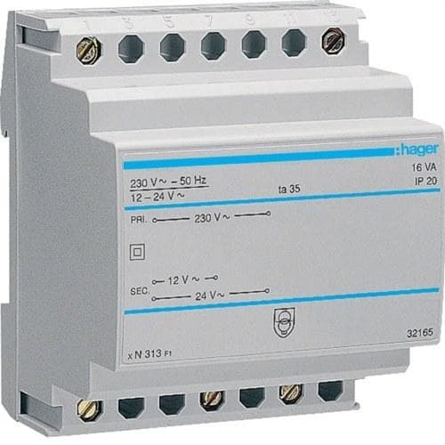 HAGER - Transformador 16VA 230/12-24V