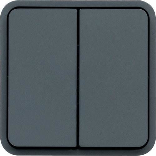 HAGER - Conmutador doble estanca gris