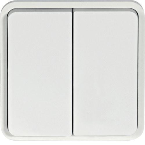 HAGER - Conmutador doble estanca blanco