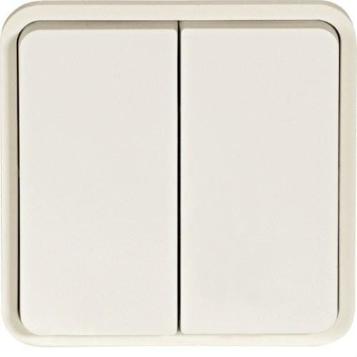 HAGER - Pulsador inversor doble estanca blanco