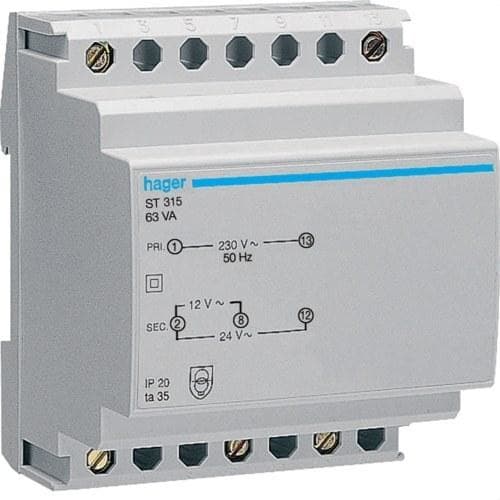 HAGER - Transformador 60VA 230/12-24V