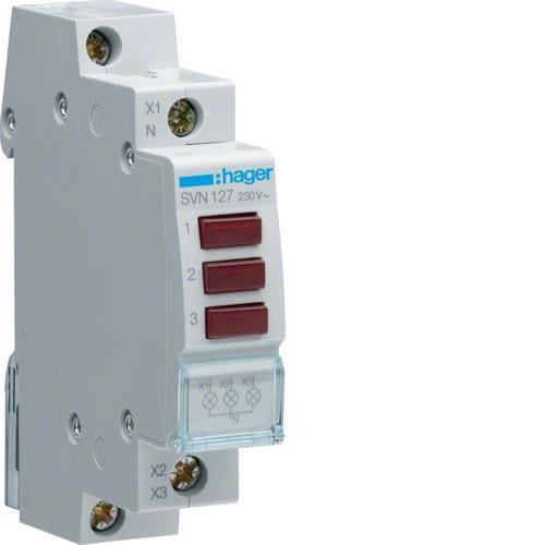 HAGER - PILOTO TRIPLE 230V 0,9W ROJO