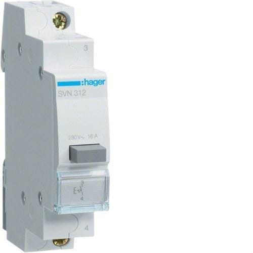 HAGER - Pulsador con enclavamiento 16A 250V 1NA