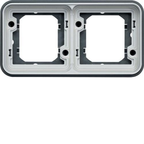 HAGER - Soporte de empotrar estanca con 2 elementos horizontal gris
