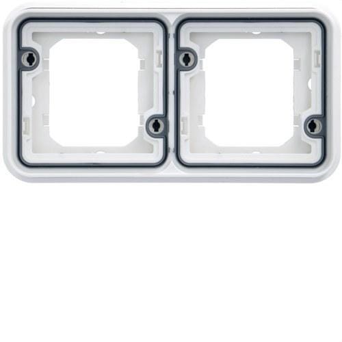 HAGER - Soporte de empotrar estanca con 2 elementos horizontal blanco