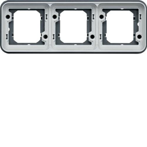 HAGER - Soporte de empotrar estanca con 3 elementos horizontal gris