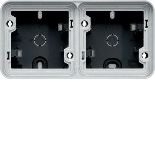 HAGER - Caja de superficie estanca 147x76x56 con 2 elementos horizontales gris