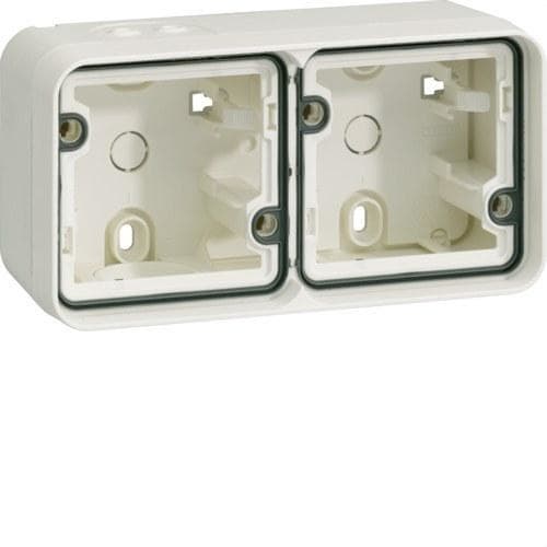 HAGER - Caja de superficie estanca 147x76x56 con 2 elementos horizontales blanco