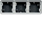 HAGER - Caja de superficie estanca con 3 elementos horizontal gris