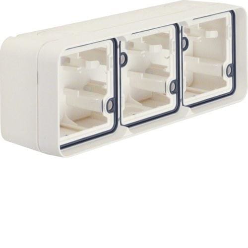 HAGER - Caja de superficie estanca con 3 elementos horizontal blanco