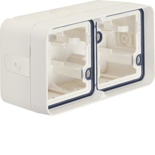 HAGER - Caja de superficie estanca con 2 elementos horizontales blanco