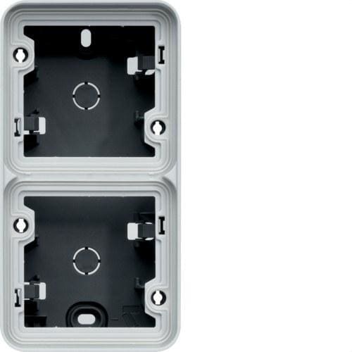 HAGER - Caja de superficie estanca con 2 elementos vertical gris