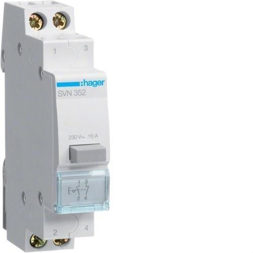 HAGER - Pulsador con enclavamiento 16A 250V 1NA+1NC