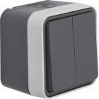 HAGER - DOBLE CONMUTADOR ESTANCA GRIS