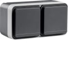 HAGER - Toma schuko doble horizontal estanca gris