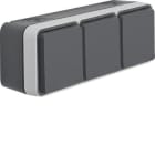 HAGER - Toma schuko triple horizontal estanca gris