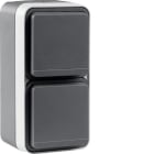 HAGER - TOMA SCHUKO DOBLE VERTICAL ESTANCA GRIS
