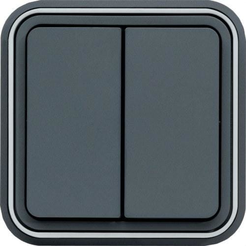 HAGER - Conmutador doble empotrar estanco gris