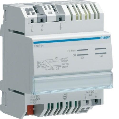 HAGER - Fuente de alimentación 30V DC 320mA+24V DC 640mA