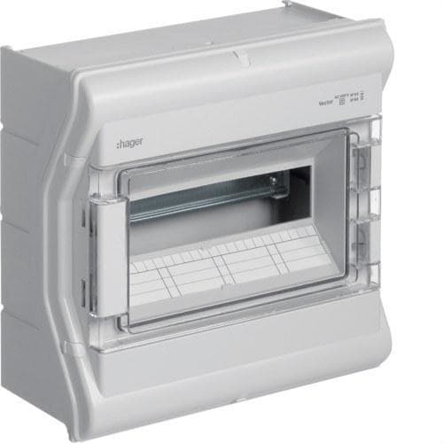HAGER - Caja distribución vector VE superficie con 1 fila 8+2 IP55