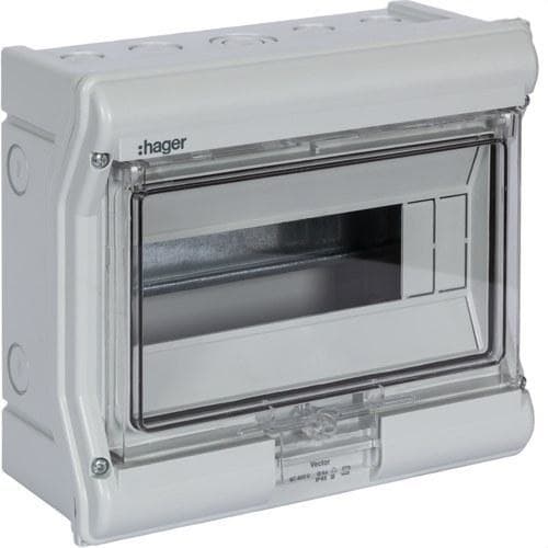 HAGER - Caja distribución vector VE superficie con 1 fila 8+2 IP55