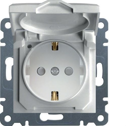 HAGER - Toma schuko con tapa LUMINA2 blanco polar