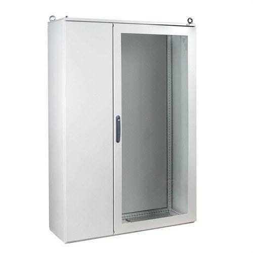 IDE - Armario metálico compacto 1800x1200x400mm con puerta transparente doble IP55 sin placa de montaje en acero laminado