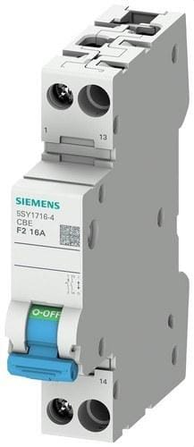 SIEMENS - AUTOMÁTICO MAGNETOTÉRMICO PARA EQUIPOS, 1 POLO CON INTERRUPTOR AUXILIAR NA CARACTERÍSTICA F2 16 A AC