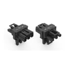 WAGO - Conector de distribuidor 3P 1xM/2xH con 3 clips negro